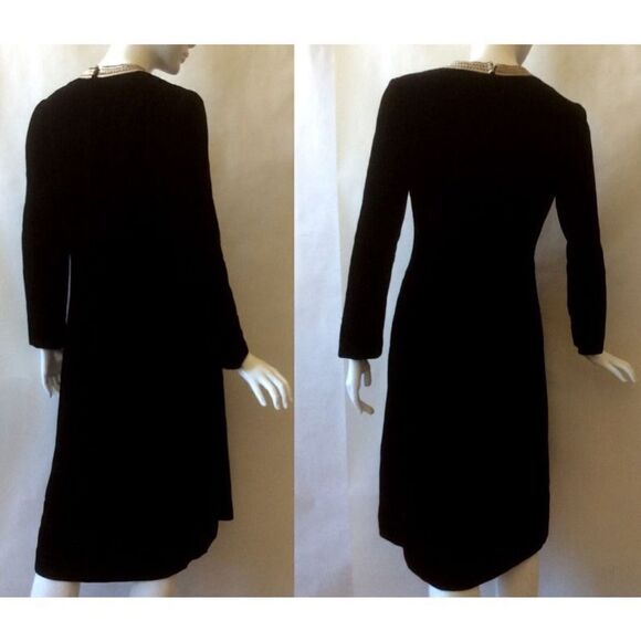 Abe Schrader Vintage Velvet Long Sleeve Tunic Dress Gold Embroidery Black Size 8 - Picture 5 of 16